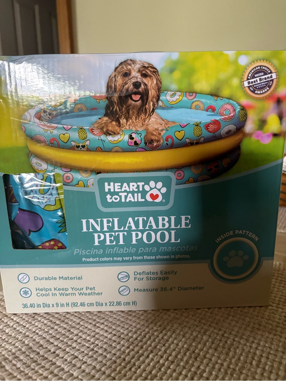 Heart to Tail Inflatable Pet Pool - Blue Pattern